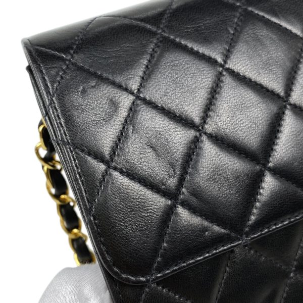 1000068235795 16 Chanel Matelasse Single Flap Chain Shoulder Bag Coco Mark Push Lock Leather Black