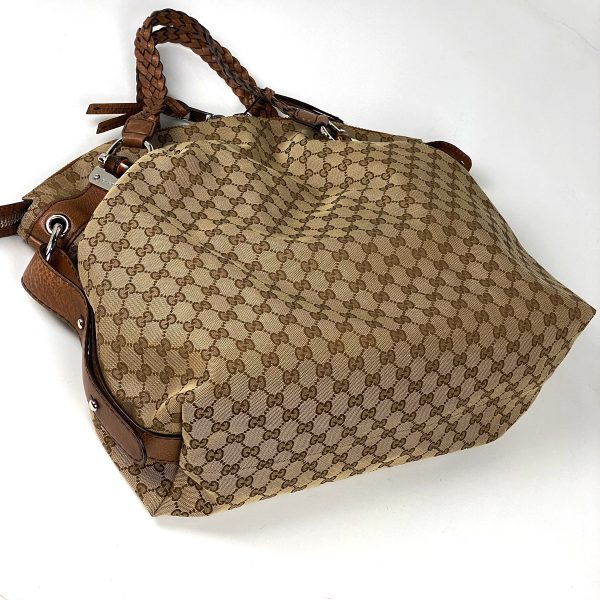 1000068272875 12 Gucci GG Pattern Bamboo Tote Bag GG Canvas Brown