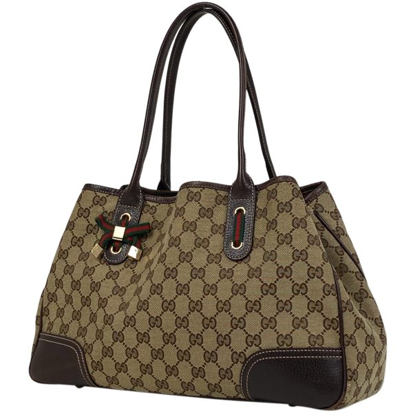 1000068330131 11 Gucci Princy Tote Bag Ribbon Web GG Canvas Shoulder Bag Brown