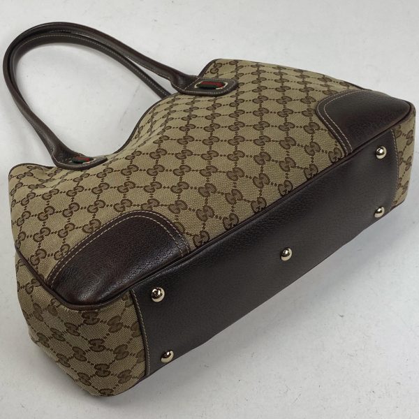 1000068330131 12 Gucci Princy Tote Bag Ribbon Web GG Canvas Shoulder Bag Brown