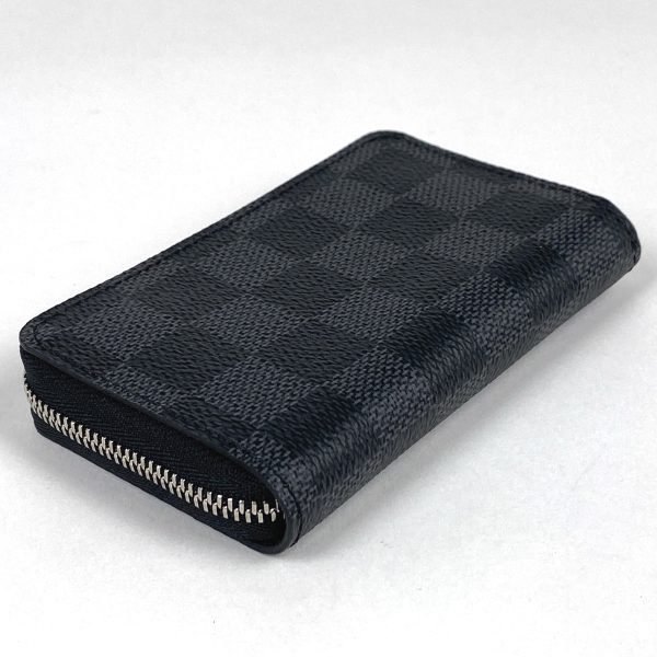 1000068409462 12 Louis Vuitton Zippy Coin Purse Card Case Round Zip Damier Graphite Black