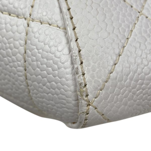 1000068425486 15 Chanel Cocomark Chain Matelasse Shoulder Bag Caviar Skin White Ladies