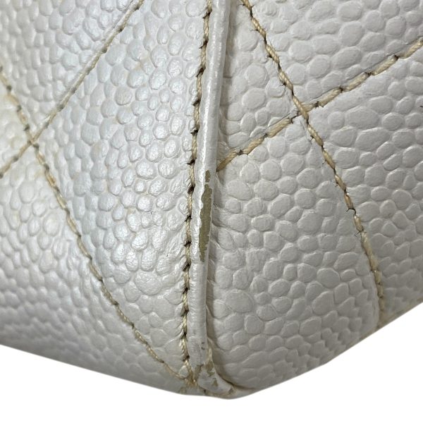 1000068425486 17 Chanel Cocomark Chain Matelasse Shoulder Bag Caviar Skin White Ladies