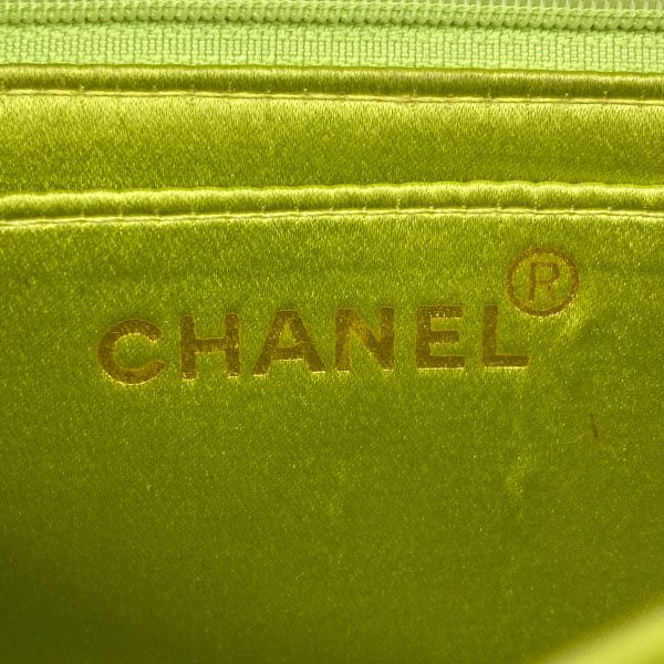 1000068428913 24 Chanel Cocomark Chain Shoulder Bag Matelasse Satin Green