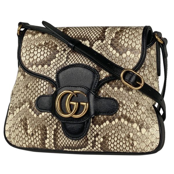 1000068434136 11 Gucci GG Marmont Shoulder Bag Double G Python Black