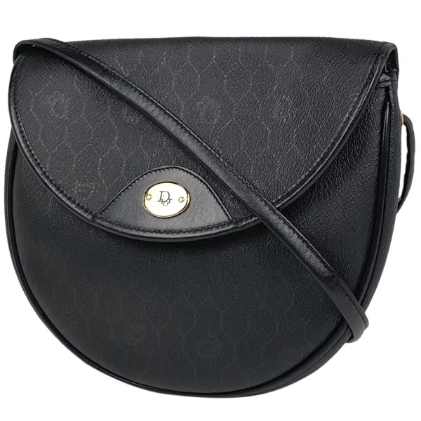 1000068464935 11 Christian Dior Honeycomb Pattern Coated Canvas Pochette Shoulder Bag Black