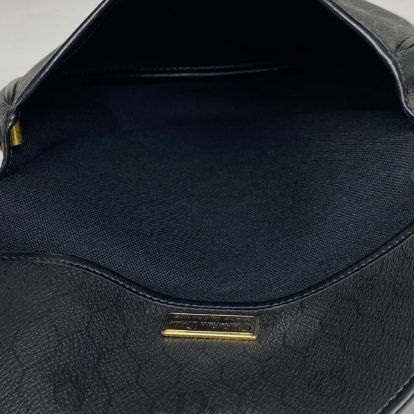 1000068464935 15 Christian Dior Honeycomb Pattern Coated Canvas Pochette Shoulder Bag Black