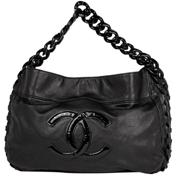 1000068470974 11 Chanel Cocomark Plastic Chain Shoulder Bag Leather Black