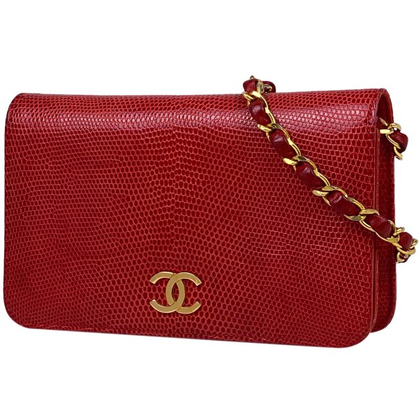 1000068587955 11 Chanel Coco Mark Chain Shoulder Bag Full Flap Shoulder Bag Lizard Red