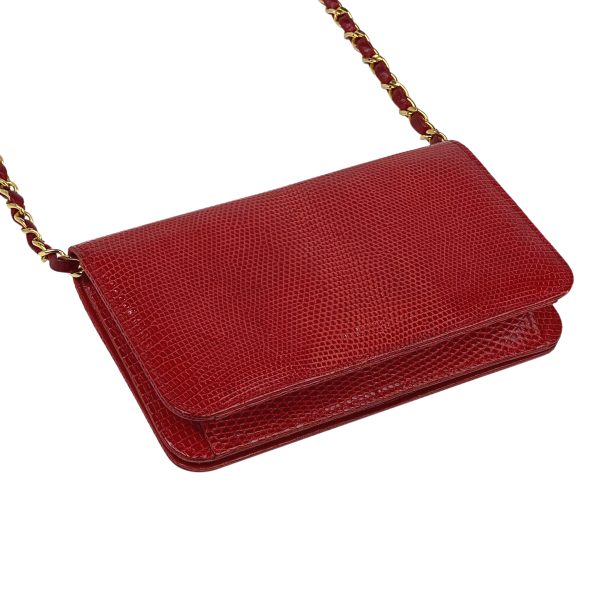 1000068587955 12 Chanel Coco Mark Chain Shoulder Bag Full Flap Shoulder Bag Lizard Red