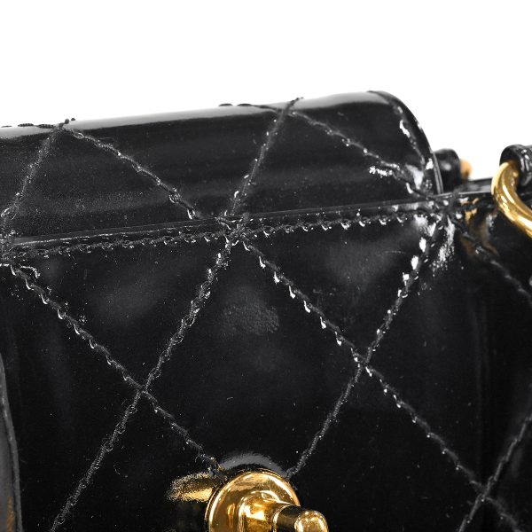 1000068607387 12 Chanel Cocomark Handbag Matelasse Tote Bag Patent Leather Black