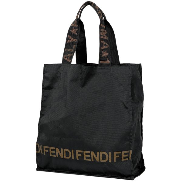 1000068686092 11 Fendi Logo Tote Bag Handbag Nylon Black