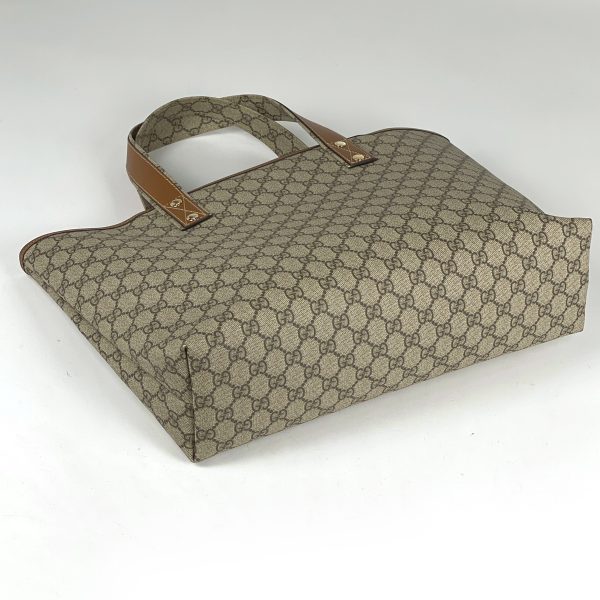 1000068707025 12 Gucci GG Pattern Tote Bag Sherry Line Web Shoulder Bag Coated Canvas Brown