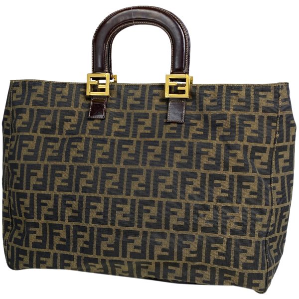 1000068713484 11 Fendi Zucca Pattern Logo Tote Bag Canvas Brown