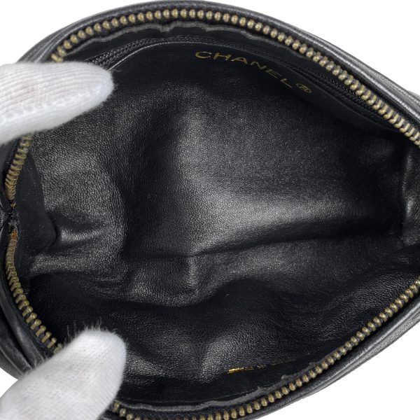 1000068738180 20 Chanel Cocomark Pouch Matelasse Cosmetic Pouch Leather Black