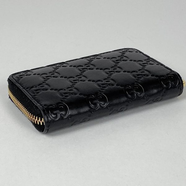 1000068738326 12 Gucci Guccisima Round Zipper Card Case Shima Leather Black