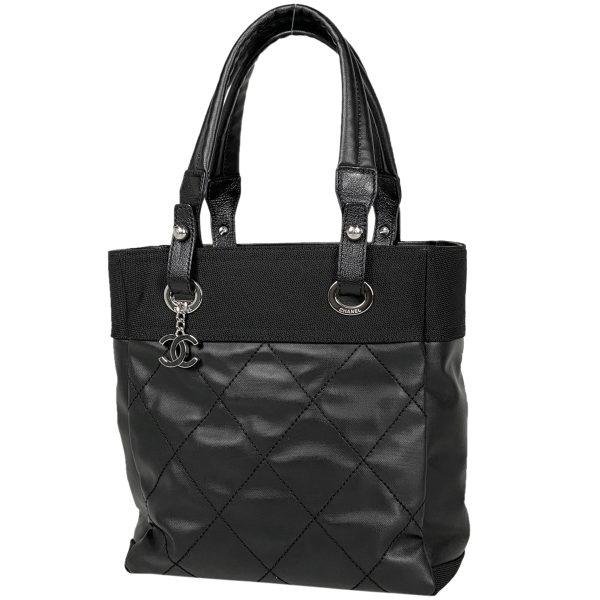 1000068833762 11 Chanel Paris Biarritz Tote PM Coco Mark Coated Canvas Black