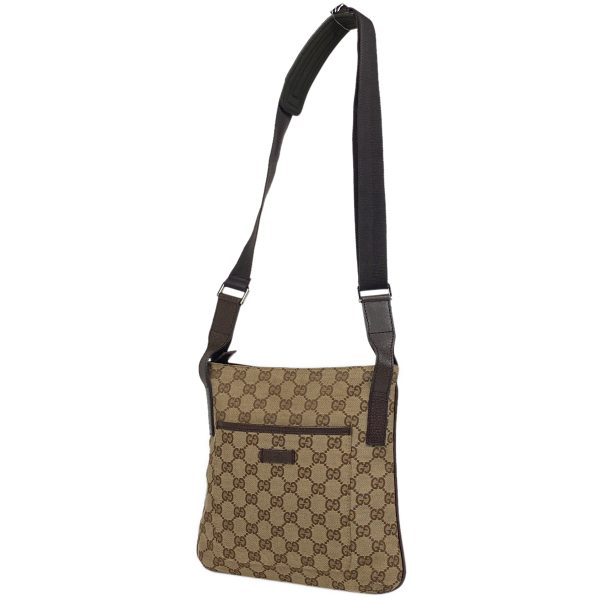 1000068852282 11 Gucci GG Pattern Diagonal Canvas Shoulder Bag Brown