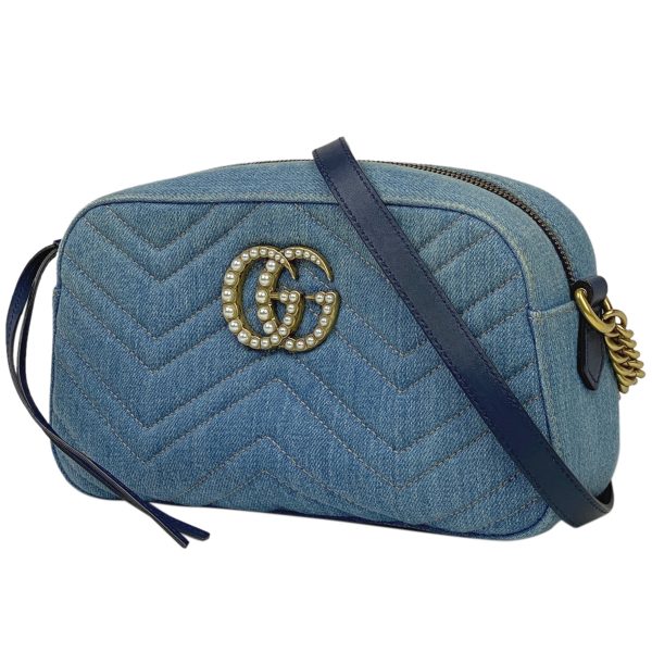 1000068855757 11 Gucci GG Marmont Chain Crossbody Shoulder Bag Denim Light Blue