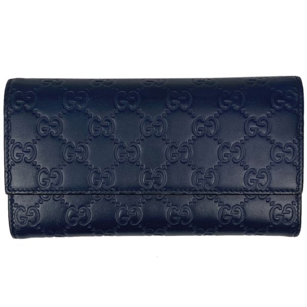 1000069038623 11 Gucci Guccisima Bifold Long Wallet Shima Leather Navy