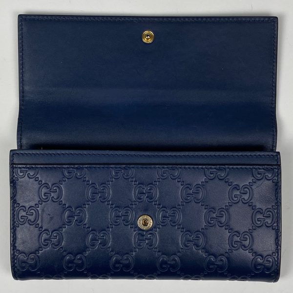 1000069038623 18 Gucci Guccisima Bifold Long Wallet Shima Leather Navy