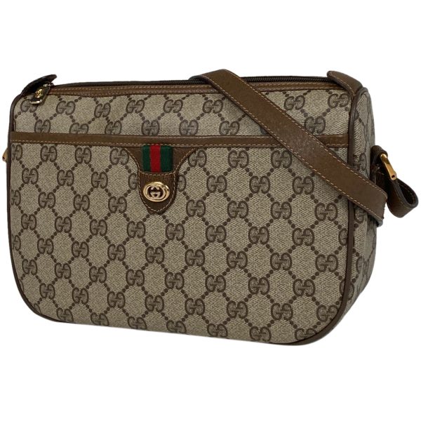 1000069049926 11 Gucci GG Pattern Shoulder Bag Old Gucci Crossbody Sherry Line Coated Canvas Brown