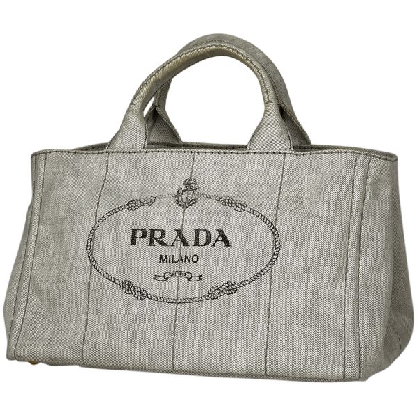 1000069058256 11 Prada Canapa Denim 2WAY Tote Shoulder Bag Gray