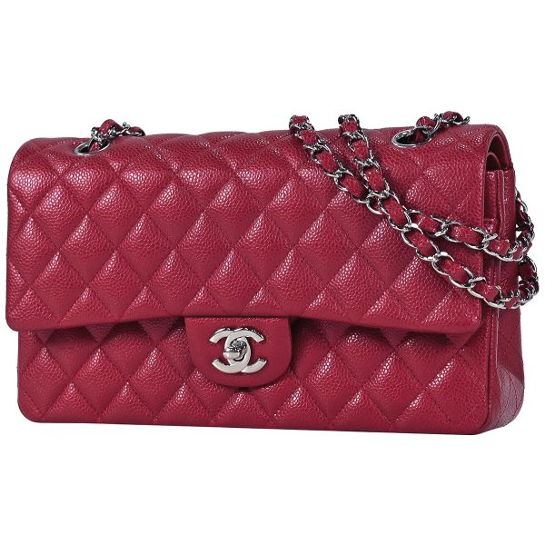 1000069120885 01 Chanel Matelasse Flap Chain Shoulder Bag Caviar Skin Red