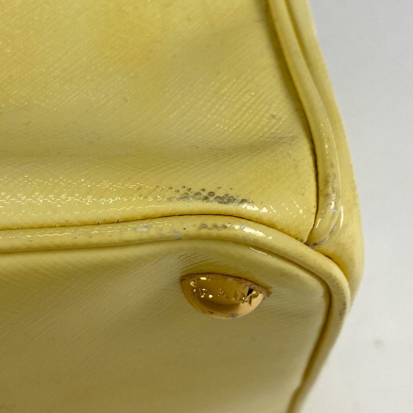 1000069129888 13 Prada Logo Plate Tote Bag Leather Yellow