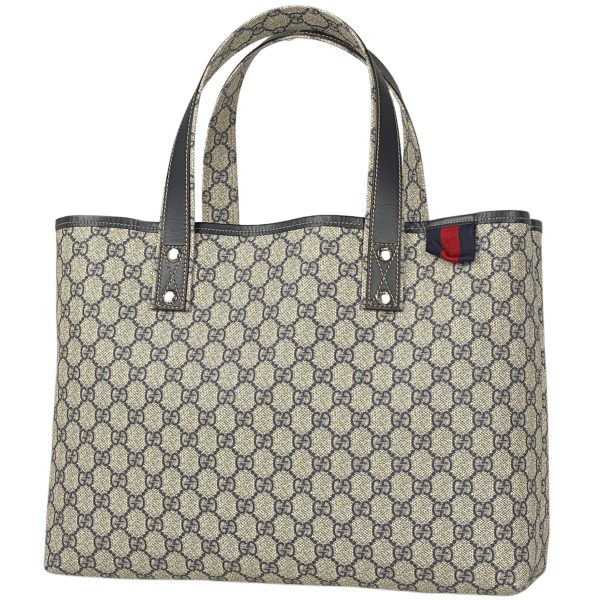 1000069131782 11 Gucci GG Pattern Tote Bag Sherry Line Web Coated Canvas Navy