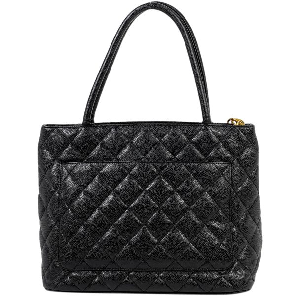 1000069257314 13 Chanel Reprint Tote Handbag Coco Mark Tote Bag Caviar Skin Black