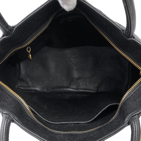 1000069257314 22 Chanel Reprint Tote Handbag Coco Mark Tote Bag Caviar Skin Black