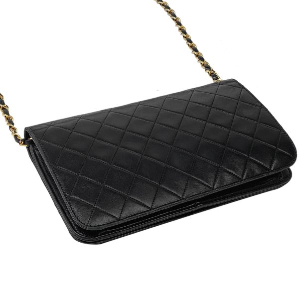 1000069258090 12 Chanel Matelasse Single Flap Chain Shoulder Bag Coco Mark Full Flap Leather Black