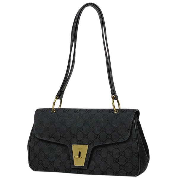 1000069263391 11 Gucci GG Pattern One Shoulder Bag Canvas Black Womens