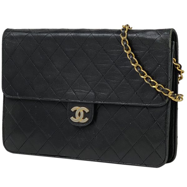 1000069426925 11 Chanel Matelasse Single Flap Chain Shoulder Bag Coco Mark Push Lock Leather Black