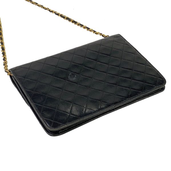 1000069426925 12 Chanel Matelasse Single Flap Chain Shoulder Bag Coco Mark Push Lock Leather Black