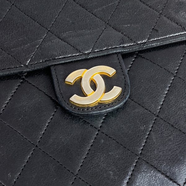 1000069426925 15 Chanel Matelasse Single Flap Chain Shoulder Bag Coco Mark Push Lock Leather Black