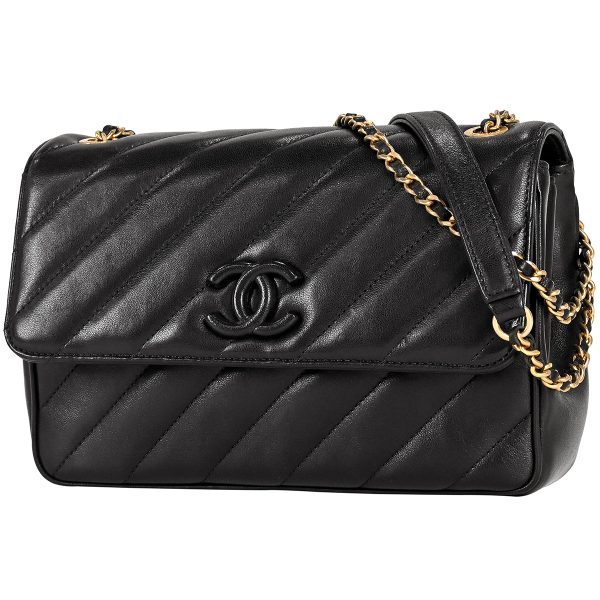 1000069625052 01 Chanel Coco Mark Chain Shoulder Bag CC Crossbody Shoulder Bag Leather Black