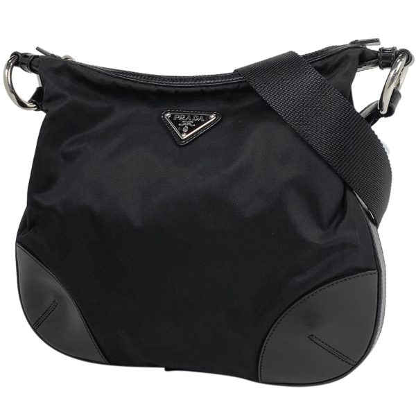 1000069638502 11 Prada Logo Plate Nylon Shoulder Crossbody Bag Black