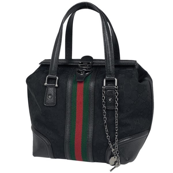 1000069654250 11 Gucci GG Pattern Handbag Sherry Line Handbag GG Canvas Black