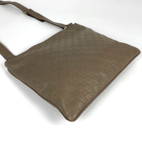 1000069682079 12 Gucci Shoulder Bag GG Pattern Embossed Diagonal Shima Leather Beige