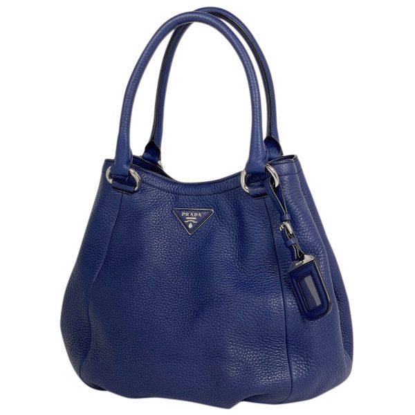 1000069683816 11 Prada Logo Plate Leather 2WAY Shoulder Handbag Blue