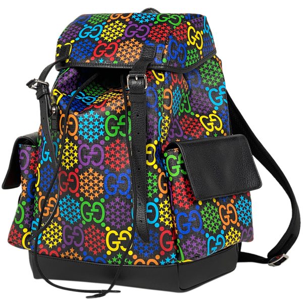 1000069689115 11 Gucci GG Psychedelic Medium Backpack Mens Backpack Coated Canvas Black