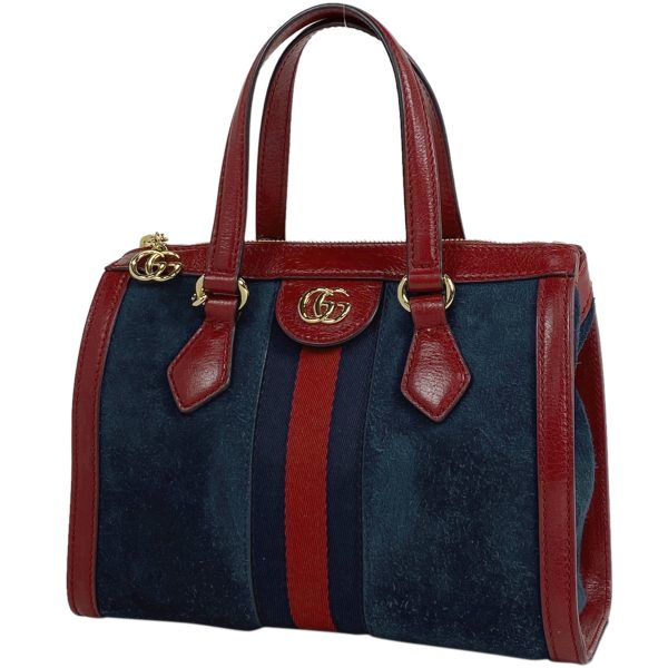 1000069689405 11 Gucci Ophidia GG Small Tote Bag 2WAY Shoulder Bag Web Sherry Line Handbag Suede Navy