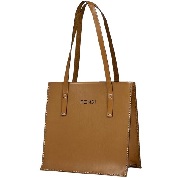 1000069738103 11 Fendi Logo Leather Tote Bag Brown