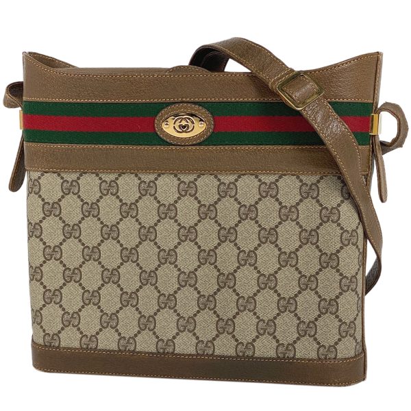 1000069750754 11 Gucci GG Pattern Shoulder Bag Old Gucci Sherry Line Coated Canvas Brown