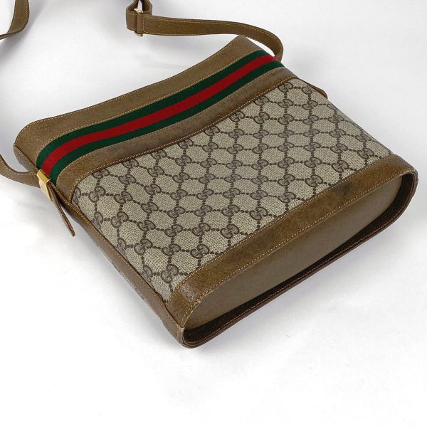 1000069750754 12 Gucci GG Pattern Shoulder Bag Old Gucci Sherry Line Coated Canvas Brown