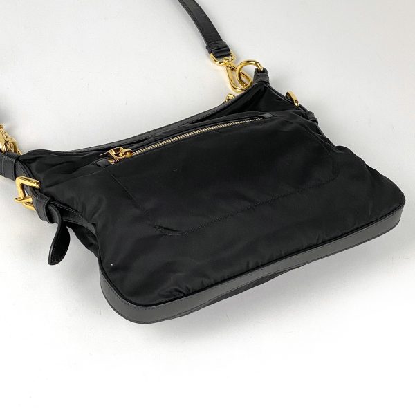 1000069755537 12 Prada Logo Plate Nylon Crossbody Shoulder Bag Black