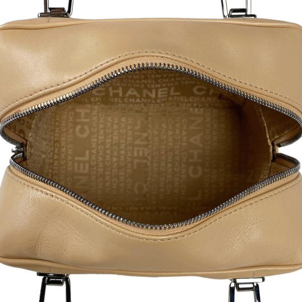 1000069766724 16 Chanel Chocolate Bar Handbag Coco Mark Leather Beige