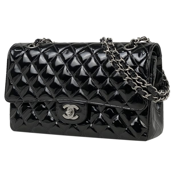 1000069799494 11 Chanel Matelasse Flap Chain Shoulder Bag Coco Mark Enamel Patent Leather Black